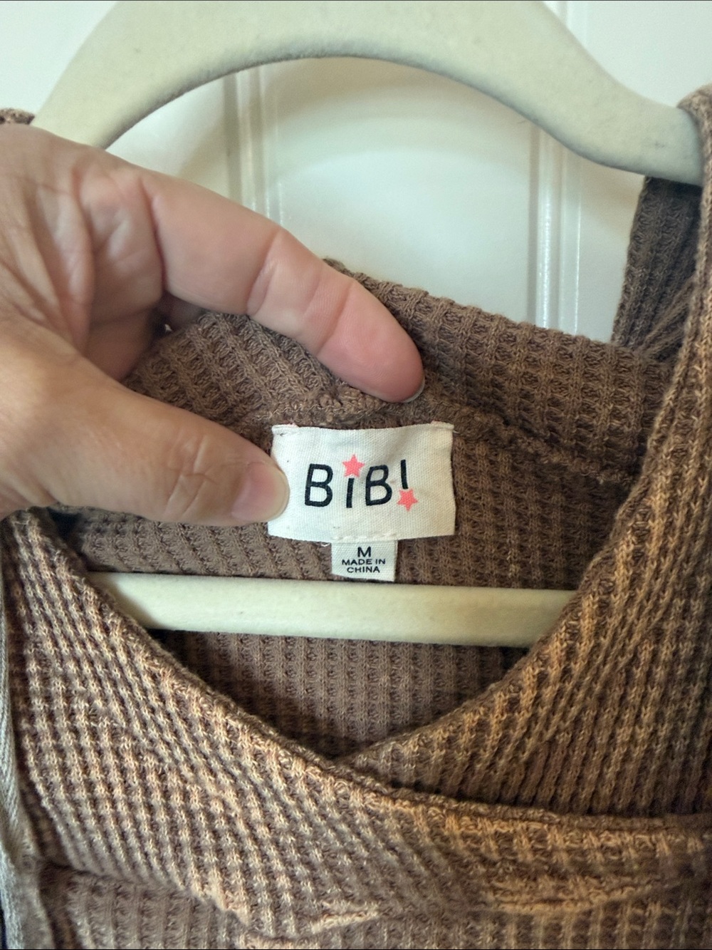 BiBi Washed Brown Waffle-Knit Hooded Sweater - Picture 2 of 9